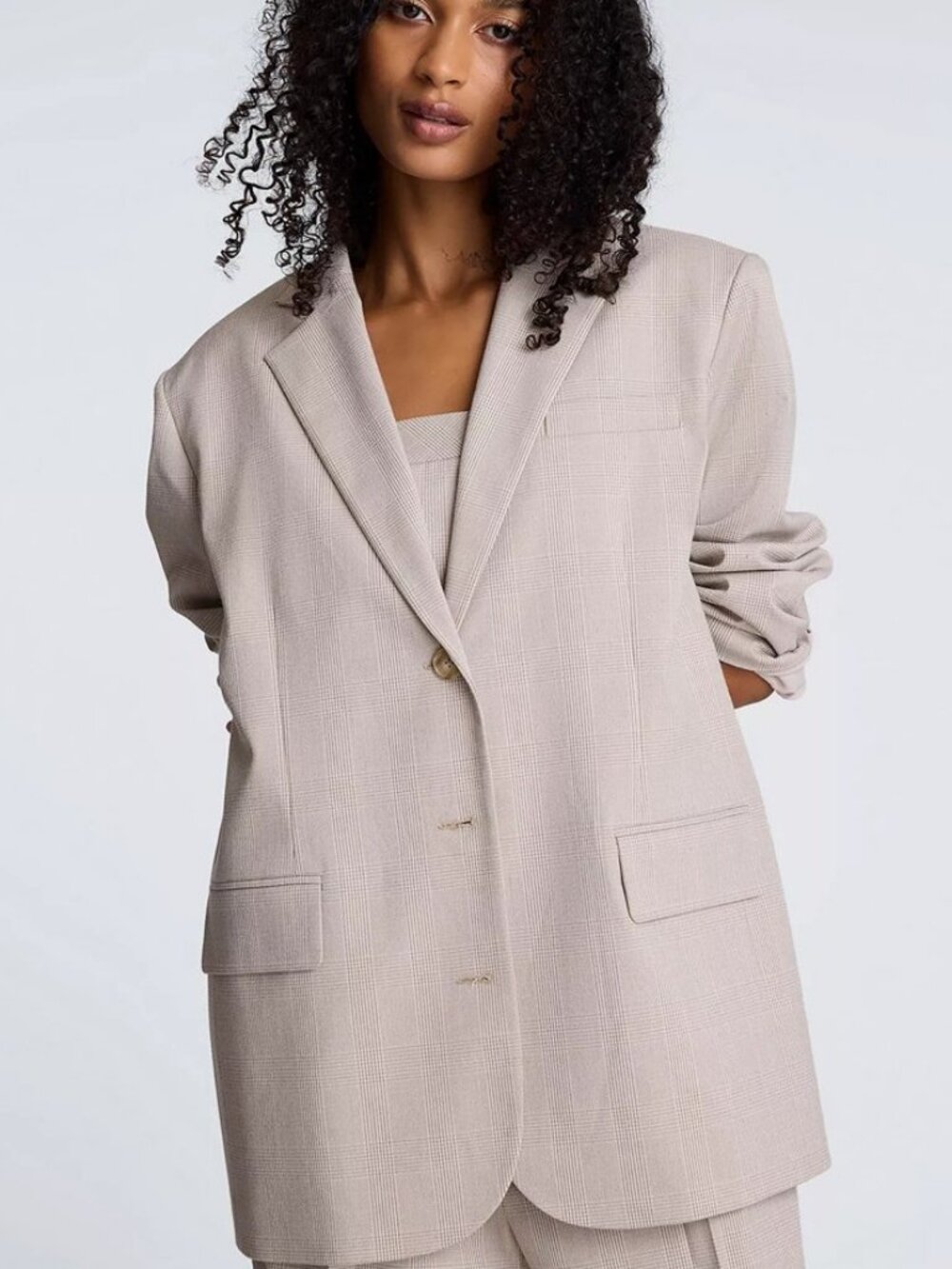 Kenneth Cole Women's Three Button Plaid Blazer M